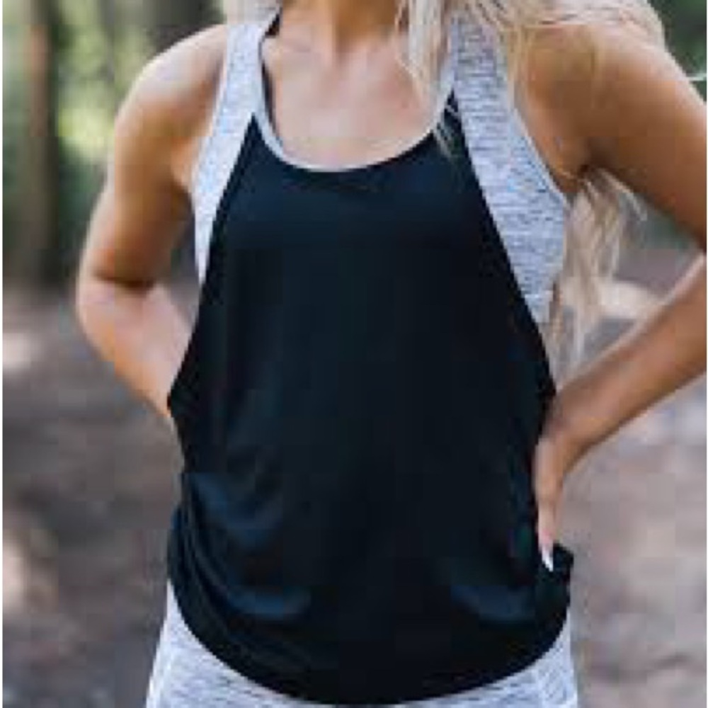 Black and Gray Workout Tank and Leggings Set